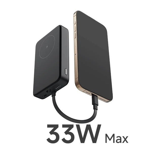 Magnetic wireless power bank with Magnetic alignment and USB-C pass-through Bowlift
