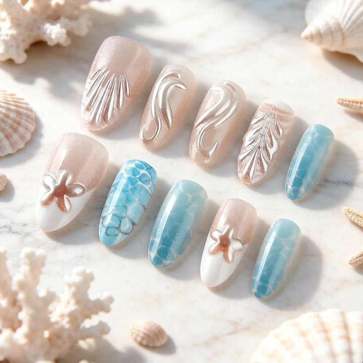 Artistic Textured Press-On Nails Bowlift