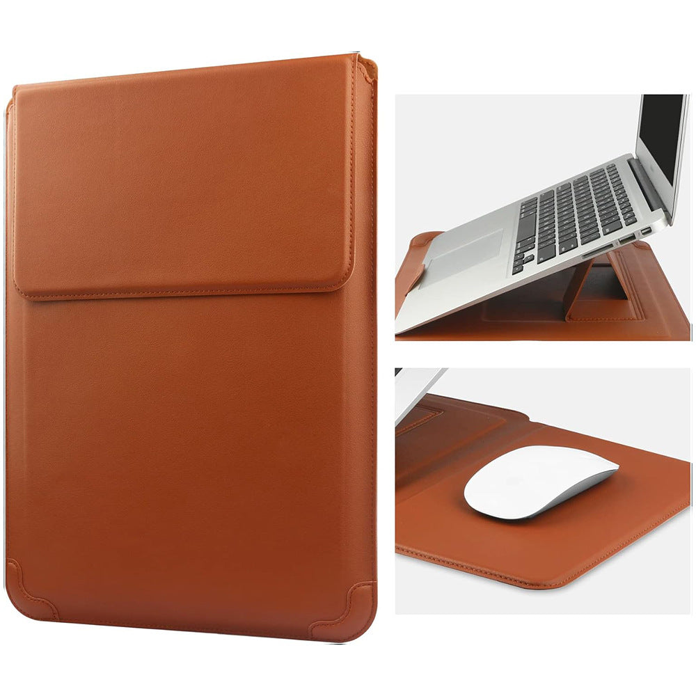Padded laptop sleeve with integrated foldable stand and mouse pad Bowlift