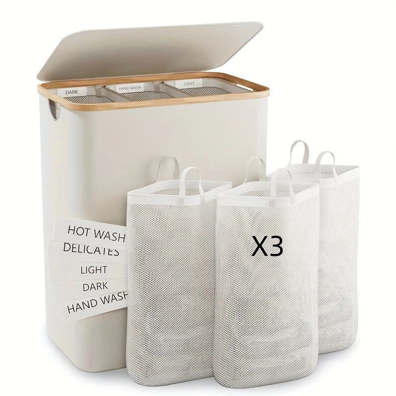 Laundry separation system with bamboo lid Bowlift