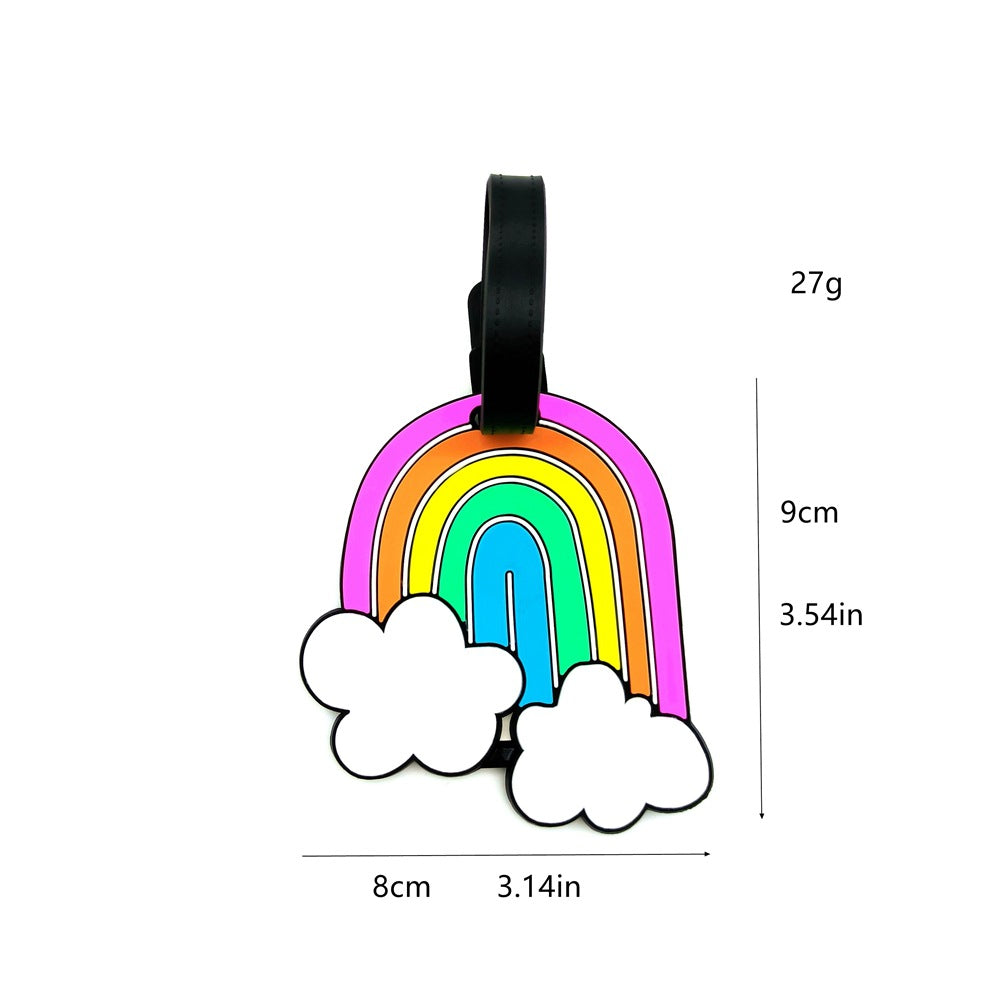 silicone rainbow-shaped luggage tag with adjustable buckle strap soft PVC travel ID tag Bowlift