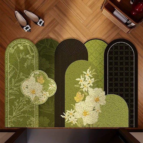 Artistic Floral Pattern Entryway Mat