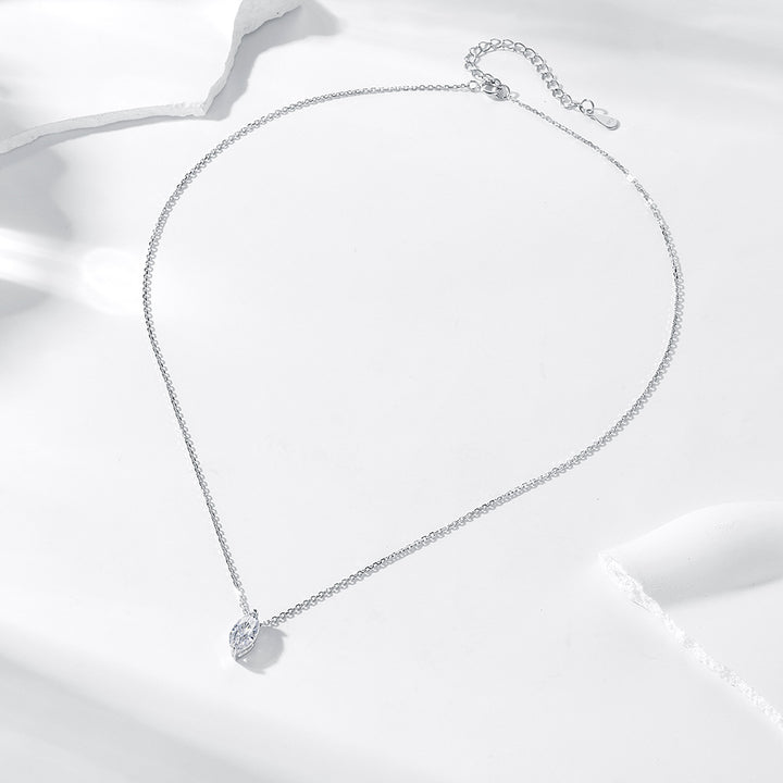 Marquise-Cut Solitaire Pendant Necklace with Fine Chain Bowlift