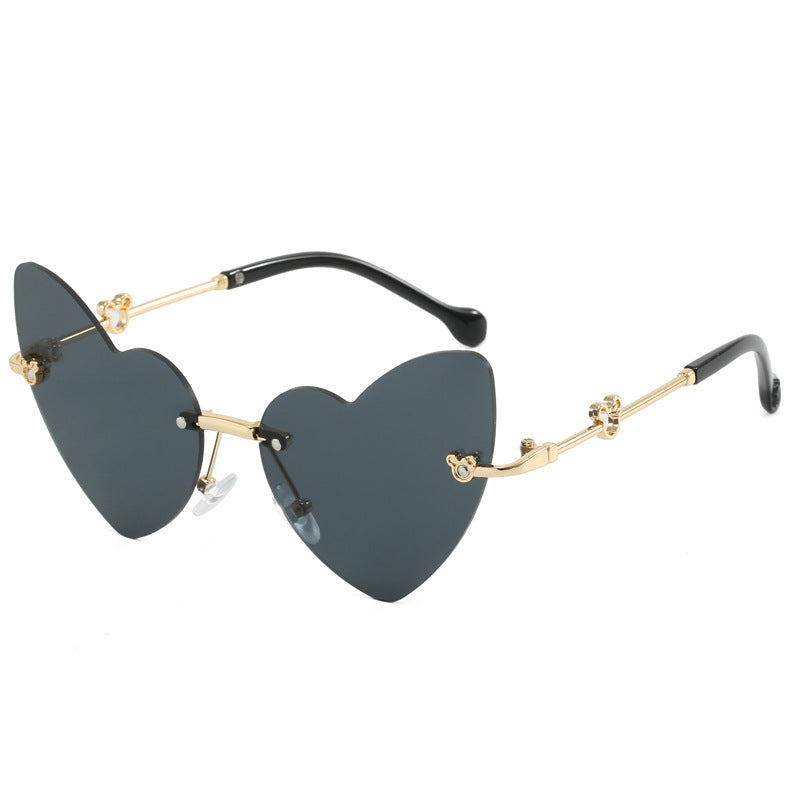 Women's Heart-Shaped Sunglasses with Embellished Frame Bowlift