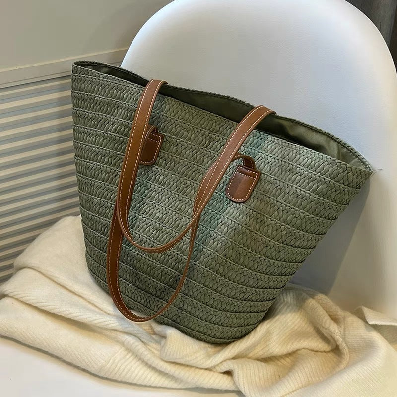 Stylish basket bag with leather handles Bowlift