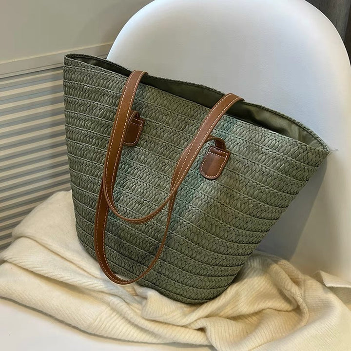 Stylish basket bag with leather handles Bowlift