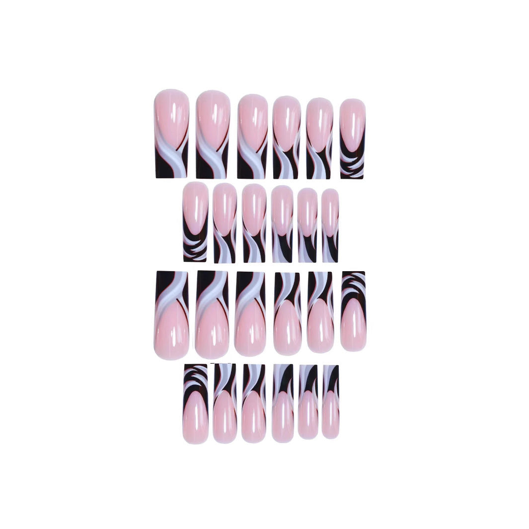 Artistic Marbled Acrylic Nail Enhancements Bowlift