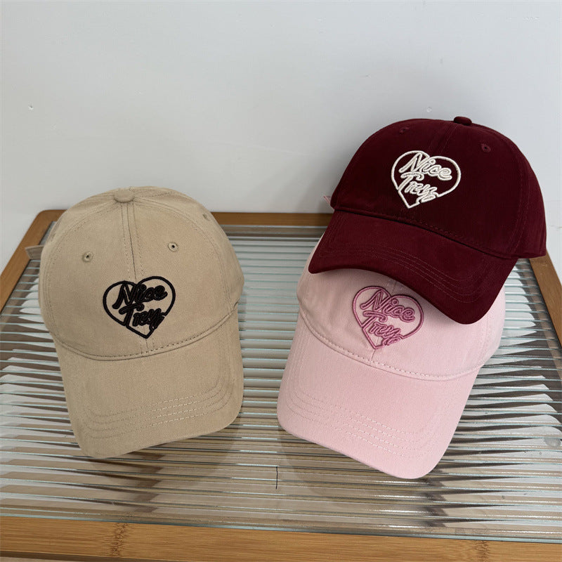 Women's Embroidered Heart-Detail Baseball Cap Bowlift