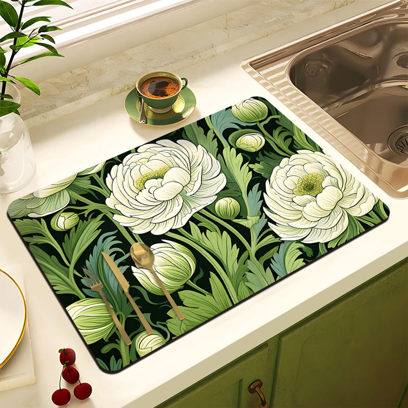 Decorative Floral Kitchen Mat
