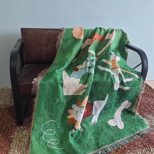 Whimsical Dog-Themed Throw Blanket