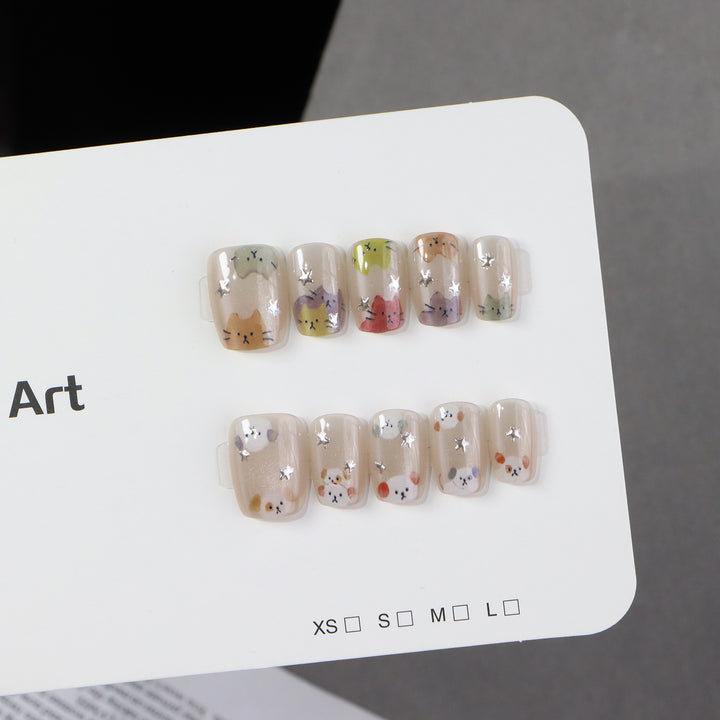 Whimsical Cat-Themed Press-On Nail Set Bowlift