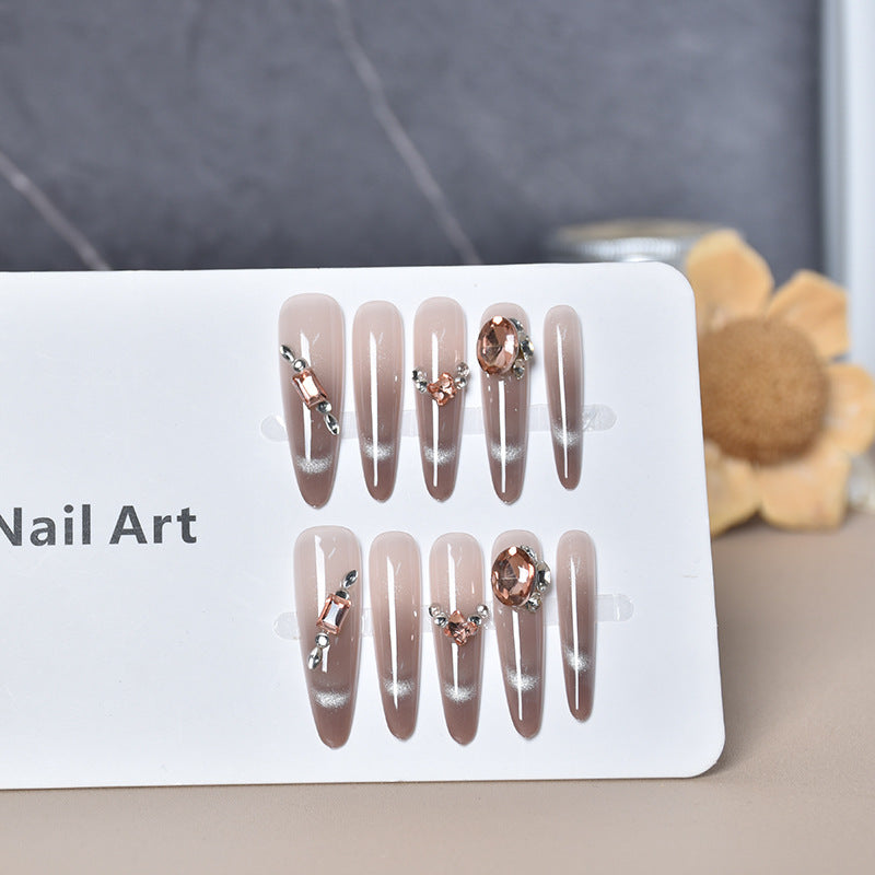 Elegant Stiletto Press-On Nails with Rhinestones Bowlift