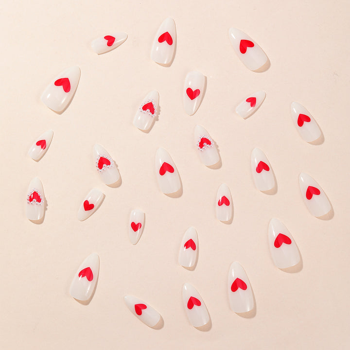 Heart-Accent Stiletto Nail Art Extensions Bowlift