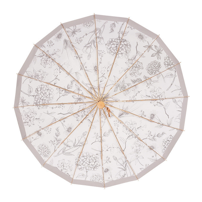 Ladies elegant folding umbrella with floral patterns Bowlift