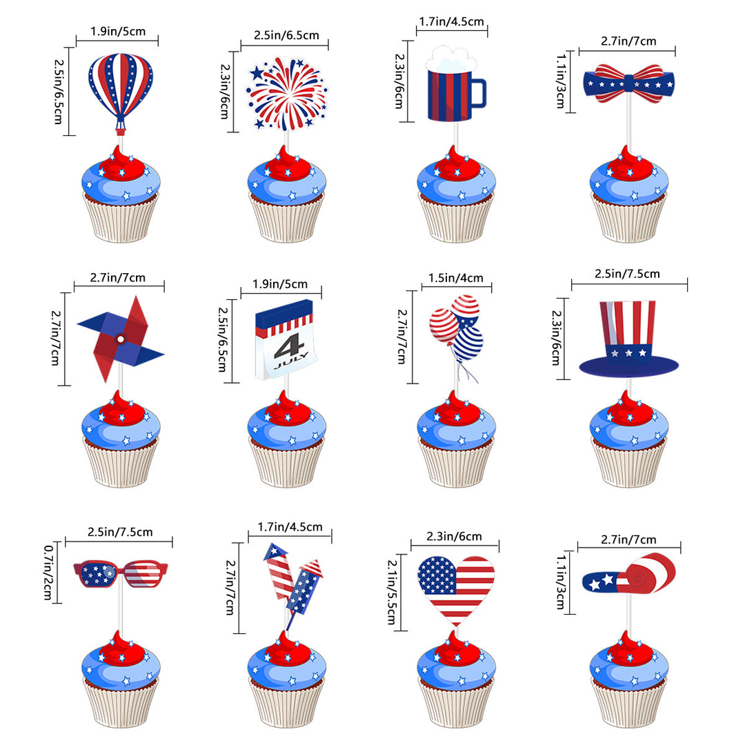 Unisex nan festive party decoration set for Independence celebration with garlands balloons cake and cupcake toppers Bowlift
