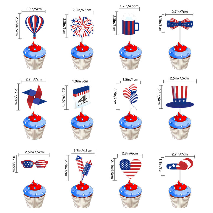 Unisex nan festive party decoration set for Independence celebration with garlands balloons cake and cupcake toppers Bowlift