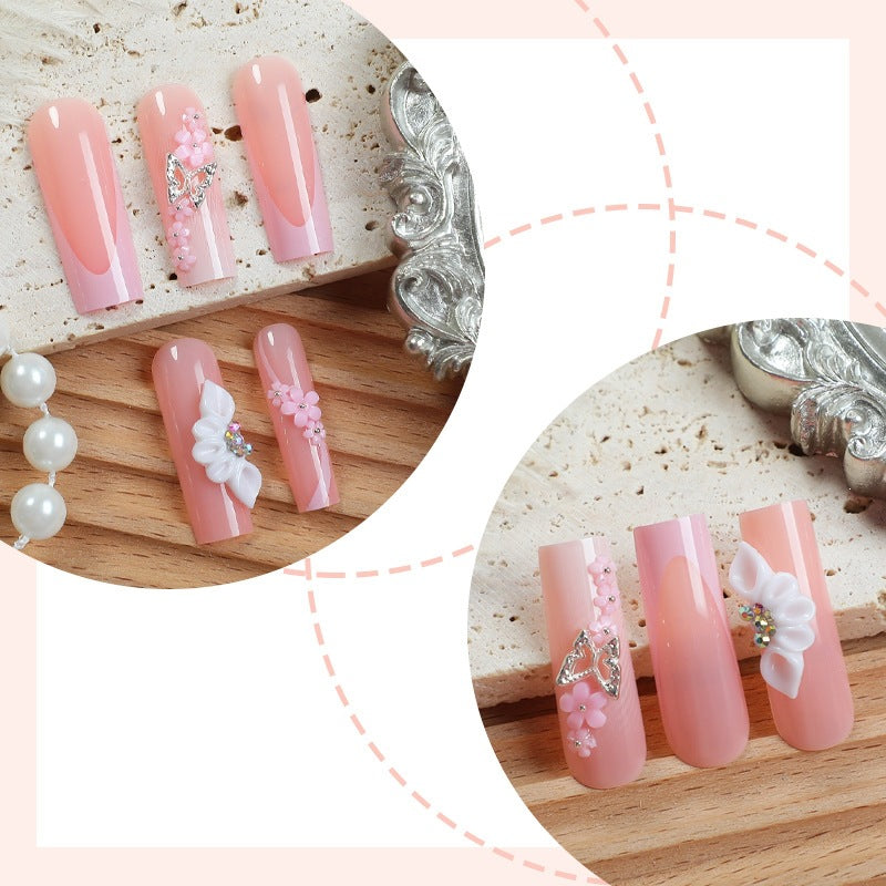 Artificial Nail Set with Delicate Floral Accents Bowlift