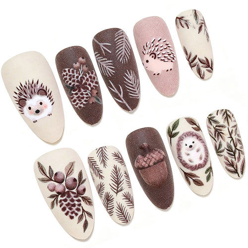 Artistic Handcrafted 3D Hedgehog Nail Art Tips Bowlift