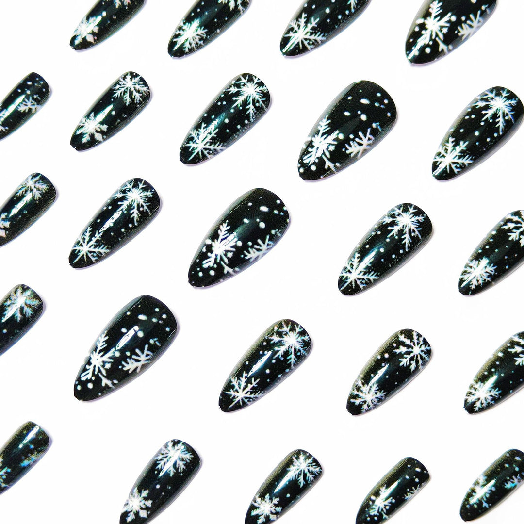 Artistic Winter Snowflake Nail Art Bowlift