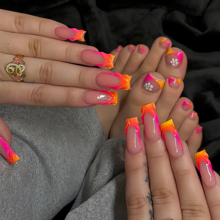Trendy Flame Design Acrylic Nail Enhancements Bowlift