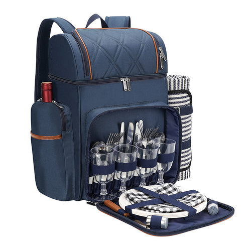 Gourmet Picnic Backpack with Dishware and Cooling Compartment Bowlift
