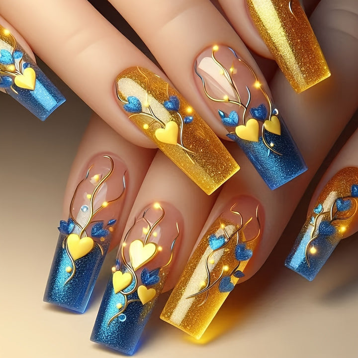 Creative nail art with heart and flower motifs Bowlift