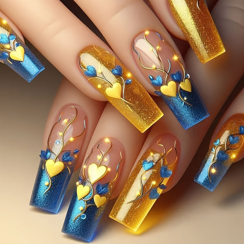 Creative nail art with heart and flower motifs Bowlift