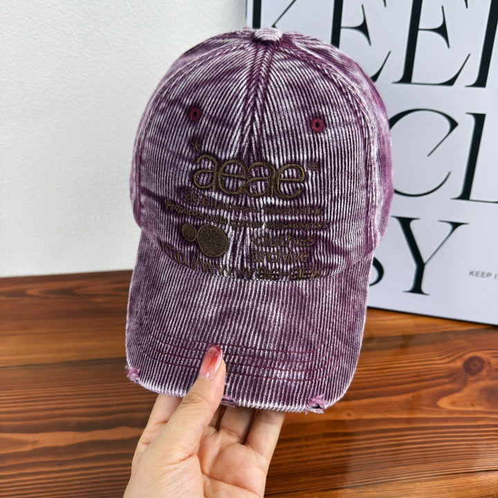 Women's Distressed Corduroy Baseball Cap Bowlift