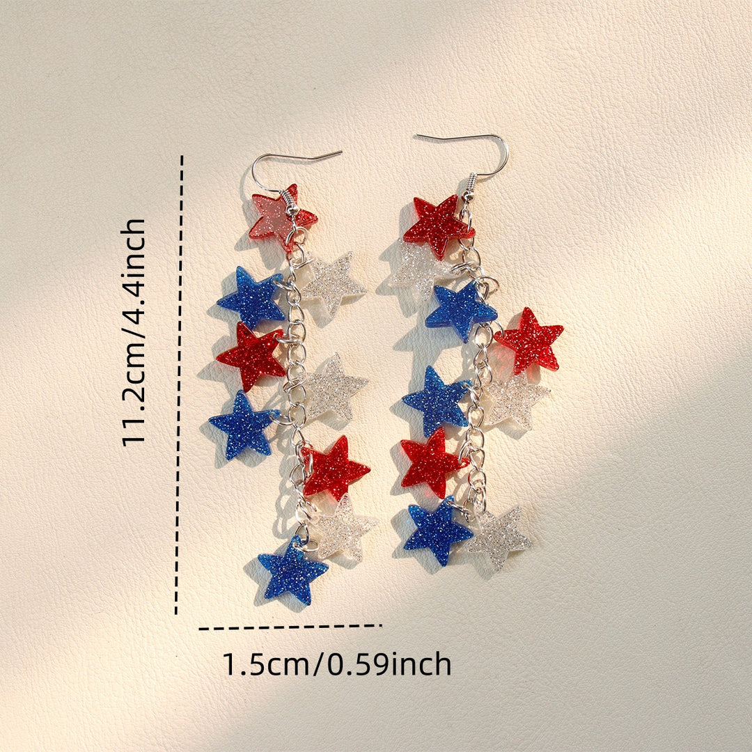 Ladies nan long glitter earrings with multi-layered star cascade Bowlift