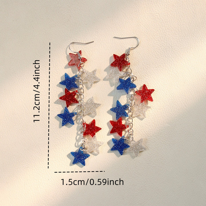 Ladies nan long glitter earrings with multi-layered star cascade Bowlift