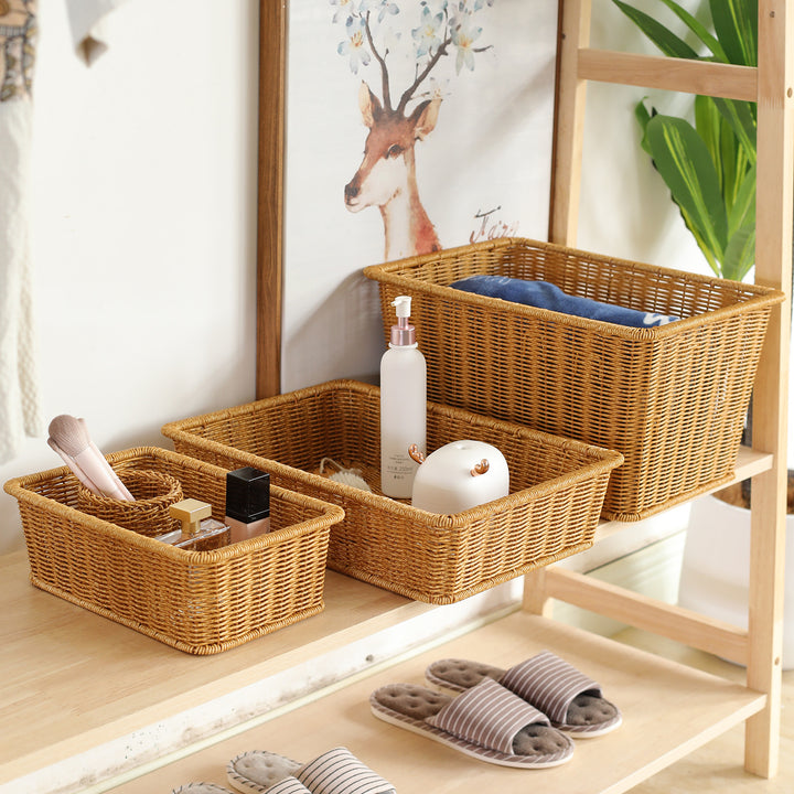 Handwoven Rectangular Storage Basket Bowlift
