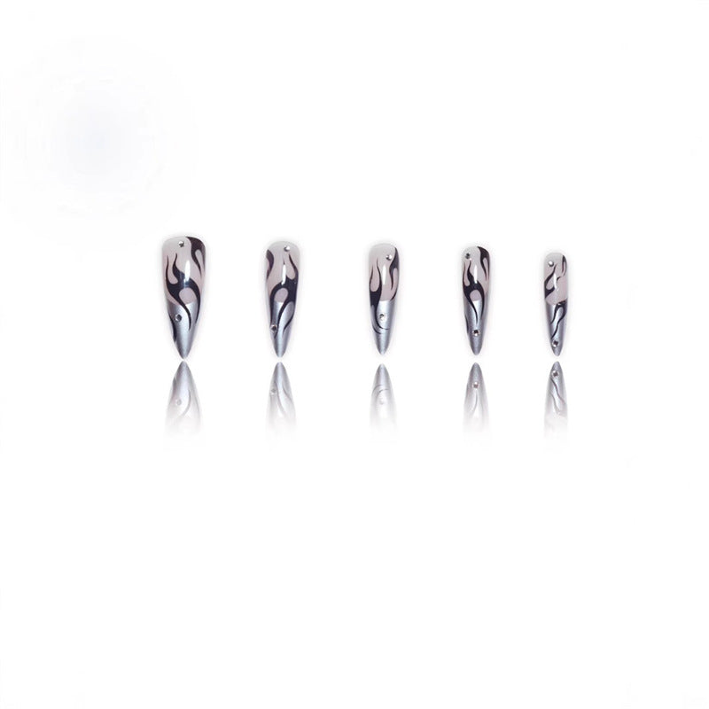 Artistic Flame Design Press-On Nail Extensions Bowlift