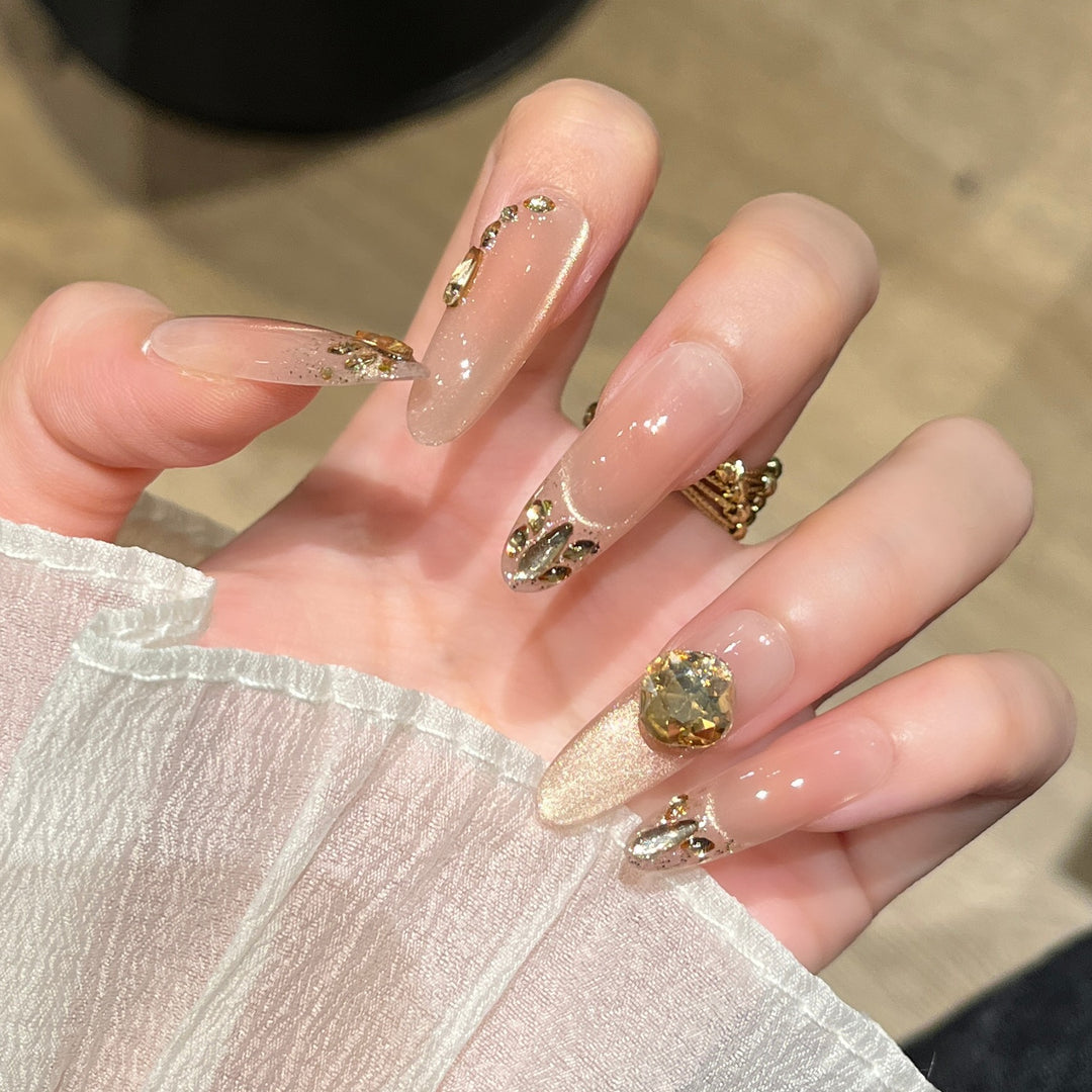 Elegant Glitter-Embellished Press-On Nail Extensions Bowlift