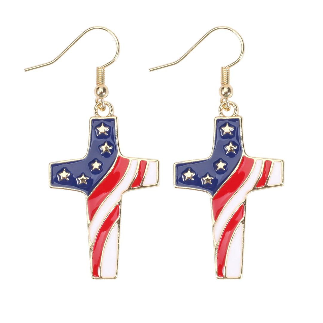 Women's filigree earrings in flag design with crystal stripes and enamel trim Bowlift