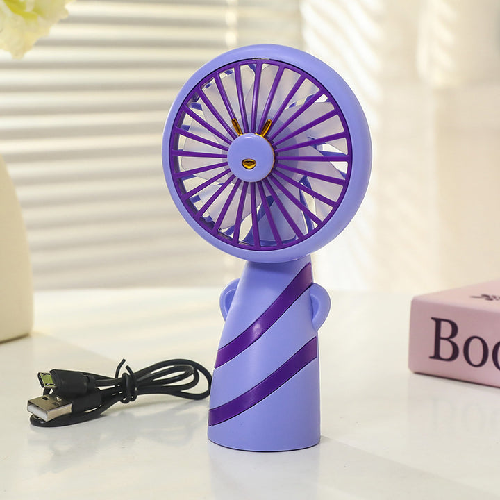 Women's Portable Handheld Fan with Ergonomic Grip and Cute Animal Design Bowlift