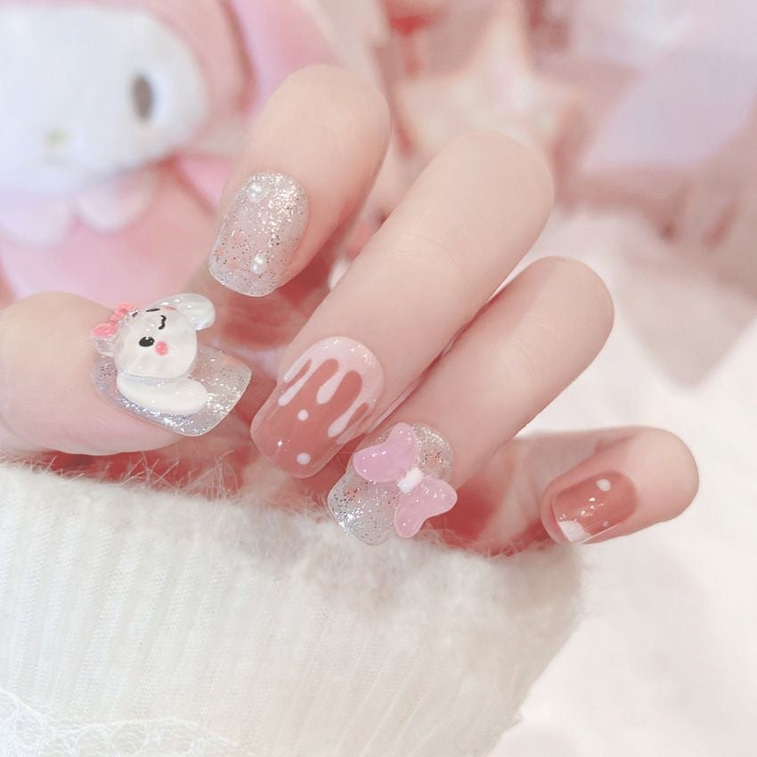 Artistic nail set with 3D flower and bow details Bowlift