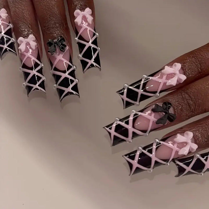 Artistic Bow-Embellished Press-On Nails Bowlift