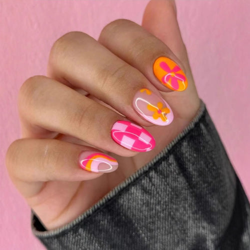 Creative Art Nail Set with Vibrant Patterns Bowlift