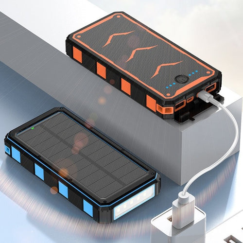 Solar-powered high-performance power bank with robust housing Bowlift