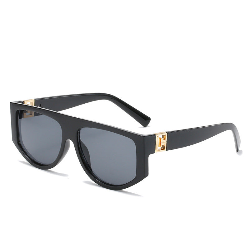 Oversized Shield Sunglasses with Metallic Accents Bowlift