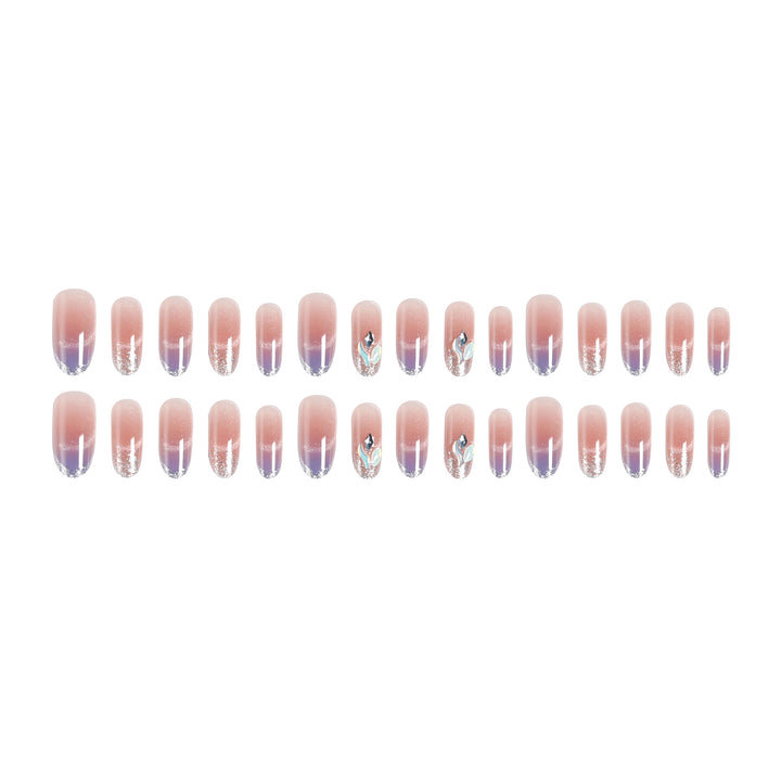 Acrylic nail set with elegant glitter effect and beautified embellishments Bowlift