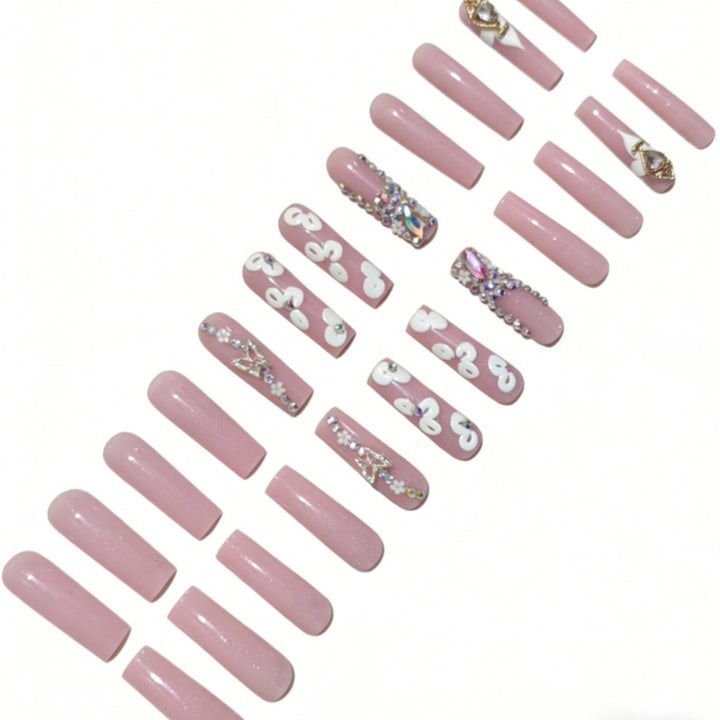 Luxury 3D Floral Press-On Nails Set Bowlift