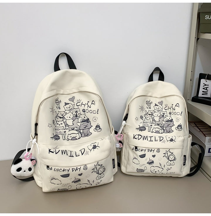 Playful Illustrated Character Backpack