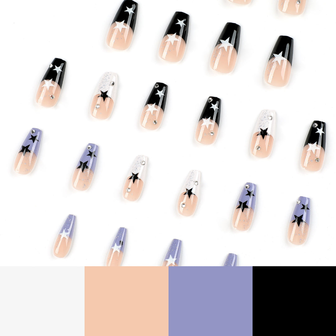 Artful Nail Extensions with Star Motif Bowlift