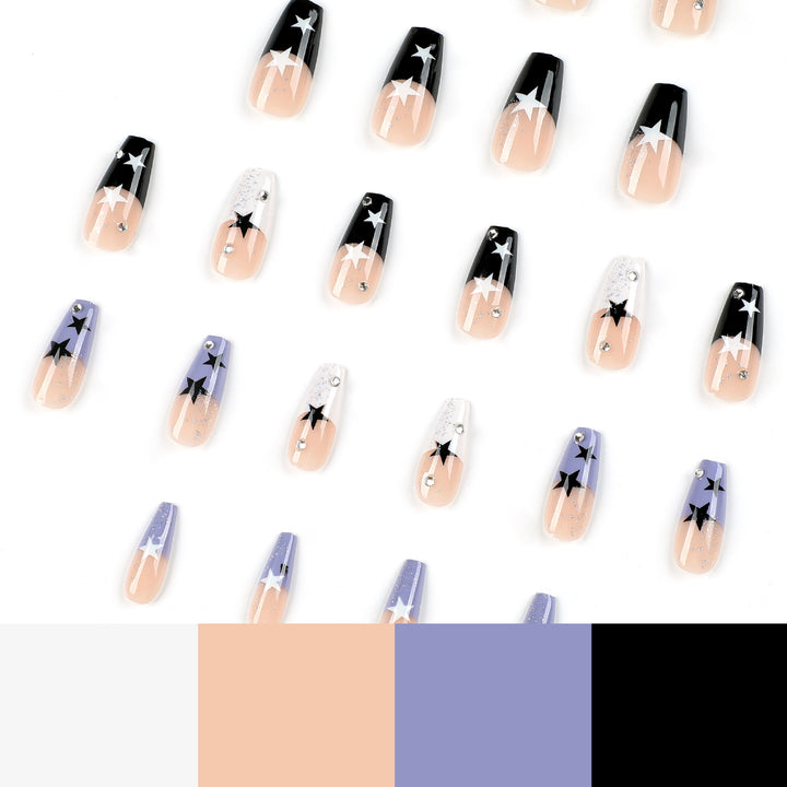 Artful Nail Extensions with Star Motif Bowlift