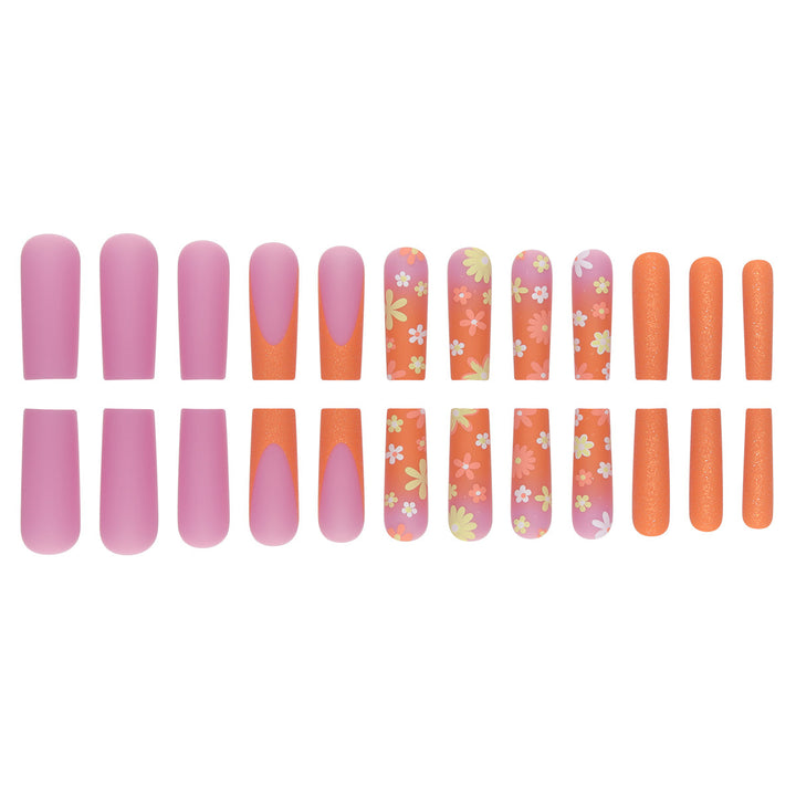 Decorative Floral Glittery Press-On Nails Bowlift