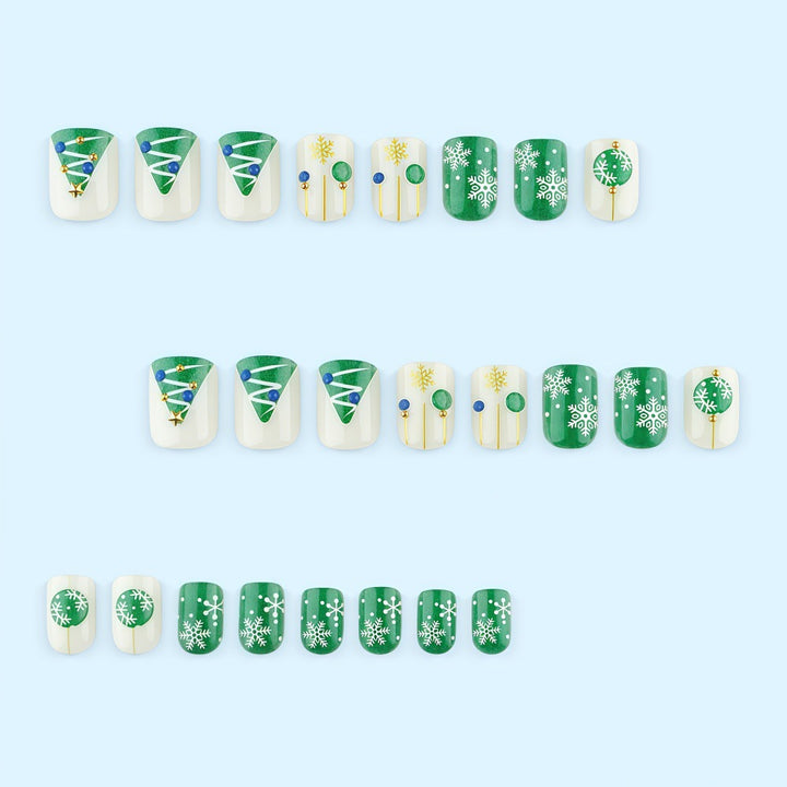 Artificial Nail Set with Festive Winter Design Bowlift