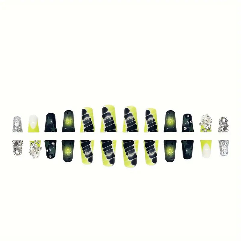 Creative Star-Embellished Press-On Nail Art Bowlift
