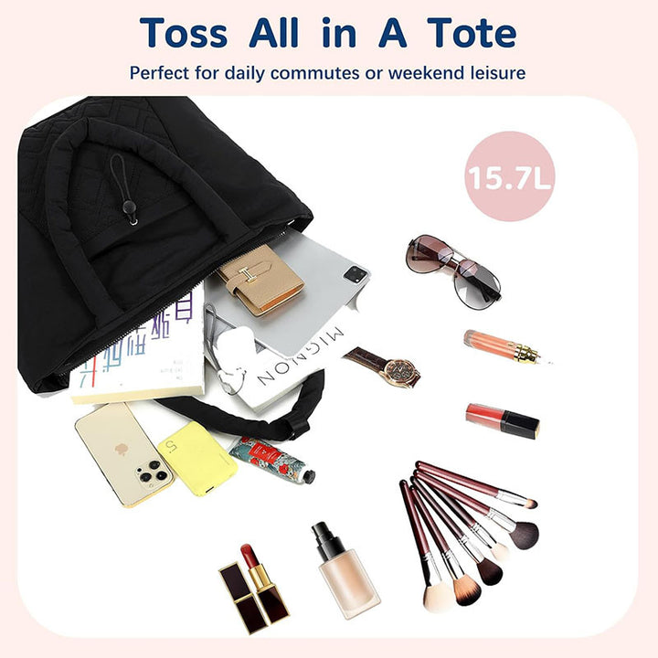 Padded everyday handbag with detachable cosmetic pouch Bowlift