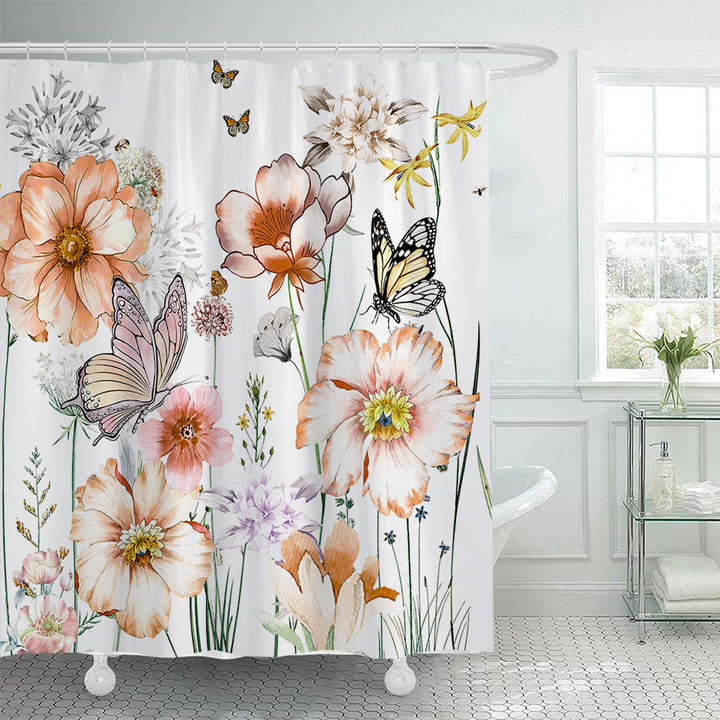 Floral Patterned Shower Curtain Bowlift